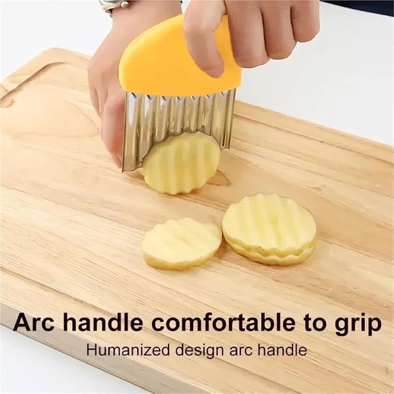 Pink Stainless Steel Wavy Vegetable Cutter For Potato Carrot French Fries Kitchen Tool - Image 3
