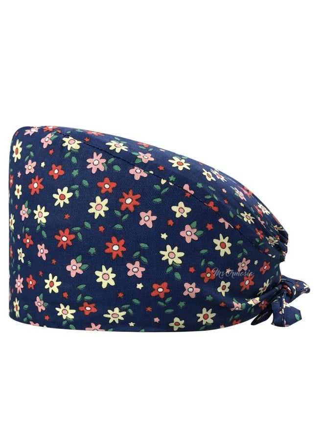 NIBEMINENT Cartoon Doctor Operating Room Pattern Printed Nursing Head Cap Lab Scrub Pet Hospital Surgical Hat Unisex Dentist Scrub Cap