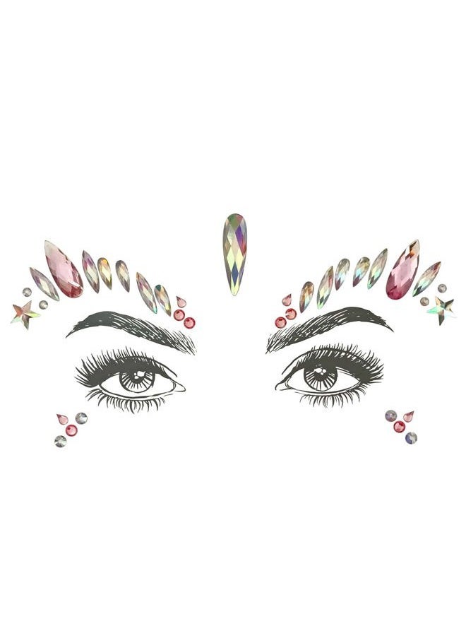 SHINEYES 6 Pcs Festival Face Gems Glitter,Rhinestone Rave Face Jewels Festival,Crystals Face Stickers, Eyes Face Body Temporary Tattoos - Image 5
