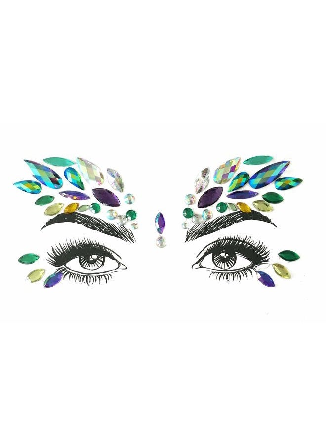 SHINEYES 6 Pcs Festival Face Gems Glitter,Rhinestone Rave Face Jewels Festival,Crystals Face Stickers, Eyes Face Body Temporary Tattoos - Image 2