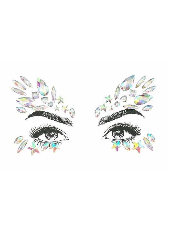 SHINEYES 6 Pcs Festival Face Gems Glitter,Rhinestone Rave Face Jewels Festival,Crystals Face Stickers, Eyes Face Body Temporary Tattoos - Image 4
