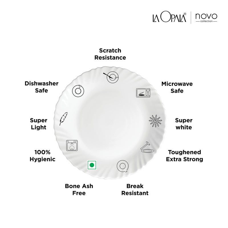 La Opala Novo Collection Opal Glass Crockery | Gift Set of 7 | Pudding Set 7 pcs Blissfull Green | Bowls for Desserts & Gifting | Microwave Safe | 100% Vegetarian | Extra Strong | Light & White - Image 4