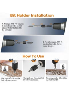 SYOSI Damaged Screw Extractor Set, 22 Pcs Easy out All-purpose Hss Broken Stripped Screw Remover Extractor Kit with Magnetic Extension Bit Holder Socket Adapter  - Image 3