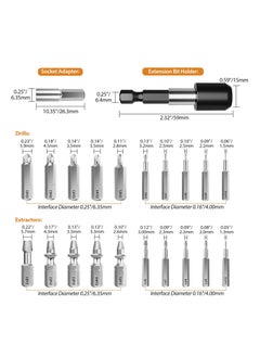 SYOSI Damaged Screw Extractor Set, 22 Pcs Easy out All-purpose Hss Broken Stripped Screw Remover Extractor Kit with Magnetic Extension Bit Holder Socket Adapter  - Image 5