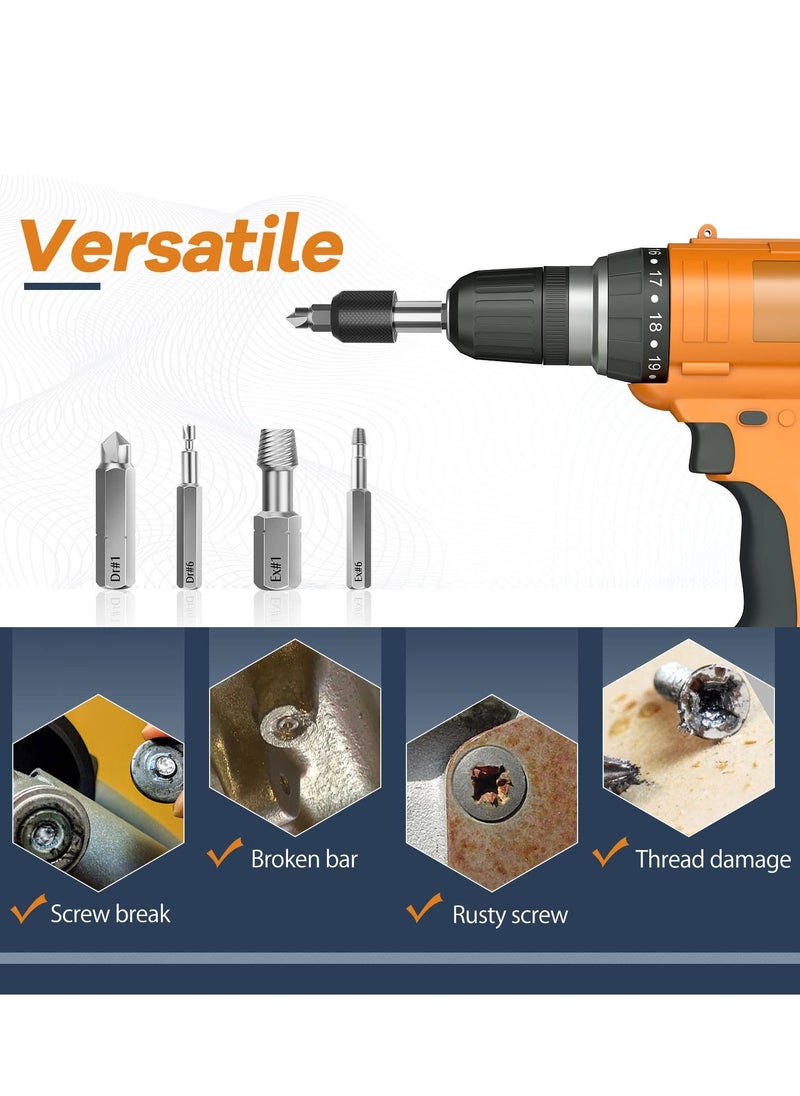 SYOSI - Damaged Screw Extractor Set, 22 Pcs Easy out All-purpose Hss Broken Stripped Screw Remover Extractor Kit with Magnetic Extension Bit Holder Socket Adapter - Image 1