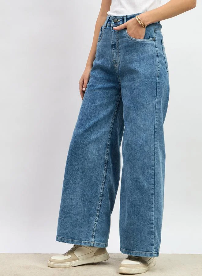 Styli High Rise Wide Leg Jeans with Pockets
