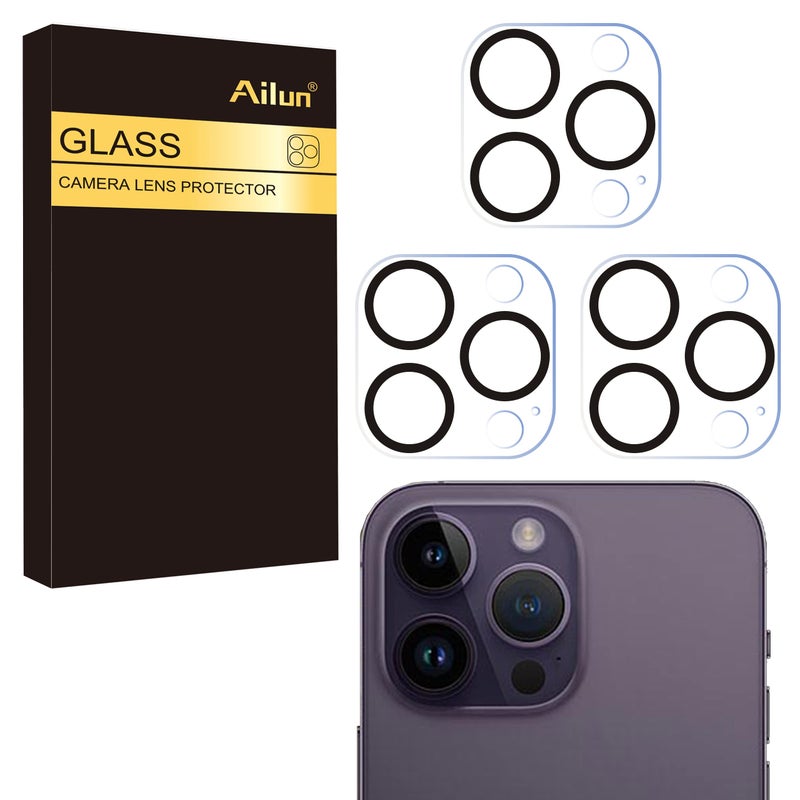 Ailun 3 Pack Camera Lens Protector for iPhone 16 Pro 6.3" / 14 Pro 6.1" & iPhone 16 Pro Max 6.9" / 14 Pro Max 6.7",Tempered Glass,9H Hardness,Anti-Scratch,Case Friendly[Does not Affect Night Shots] - Image 1
