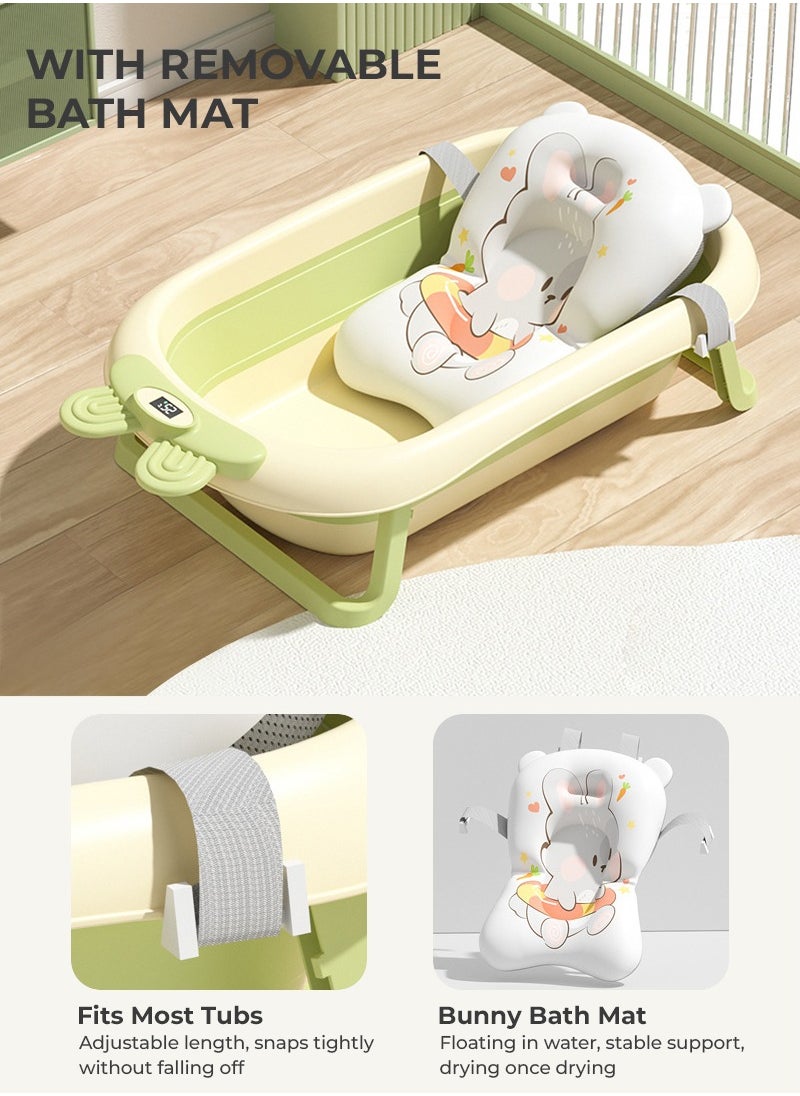MIXDE Baby Bath Tub Foldable Bathtub With Temperature Sensing + Bathmat Cushion + Shower Cap + Washing Hair Shower Shampoo Cup *1 + Duckling toys *4 + Ocean Balls *10  - Image 4