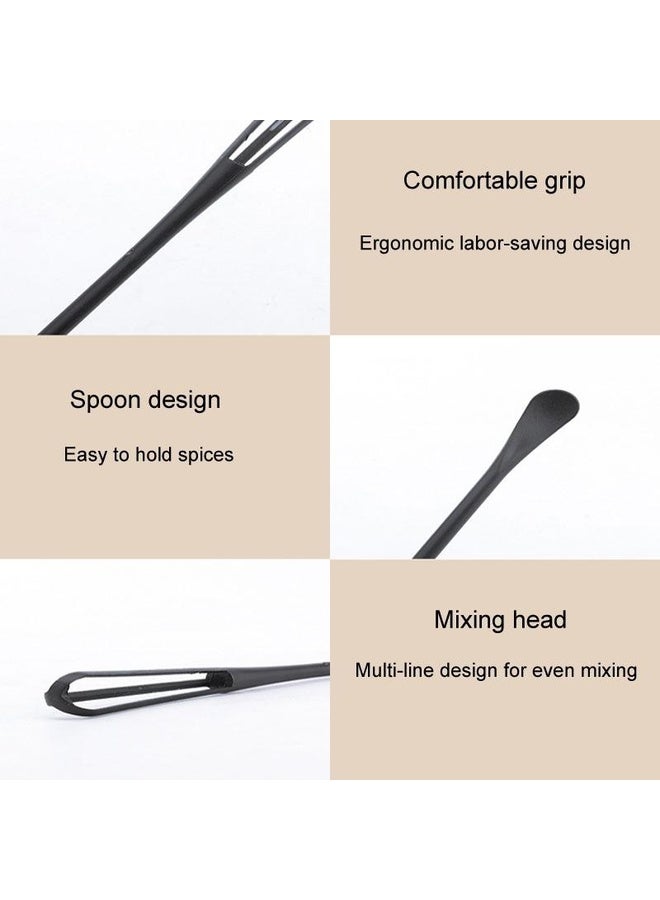 HuHa 5pcs Household Mini Whisk With Small Spoon Kitchen Multifunctional Stirring Stick(White) - Image 4