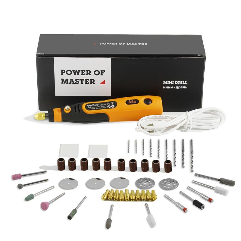Verilux 45pcs Mini Cordless Drill Machine, 900Ah USB Rechargeable 3 Speed Small Drill Machine, Electric Drill with Powerful 3.6V Motor, Perfect for Polishing, Crafting and DIY - Image 1