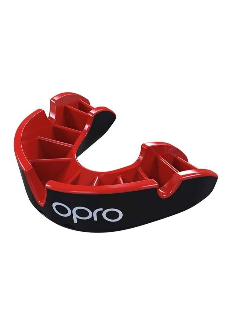 OPRO Self-fit Adult Mouthguard - Match level mouthguard with durable outer layer for enhanced impact protection and a flexible inner layer for supreme comfort and fit, Black/Red - Image 1