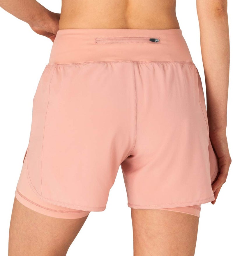 Gopune Women's 2 in 1 Running Shorts Workout Athletic Gym Yoga Shorts for Women with Phone Pockets Pink,XS - Image 4