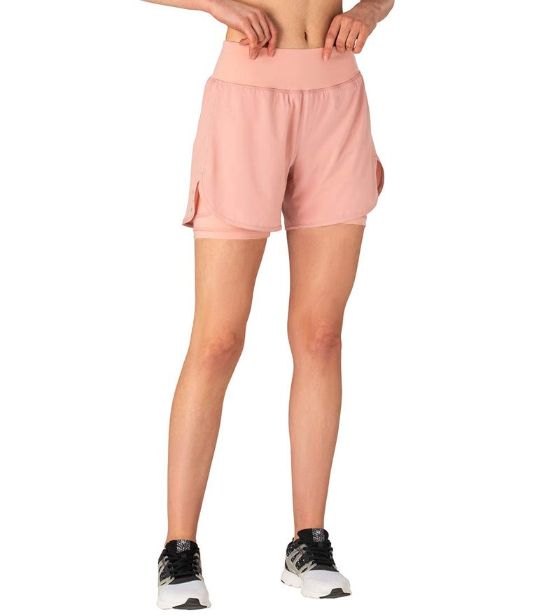 Gopune Women's 2 in 1 Running Shorts Workout Athletic Gym Yoga Shorts for Women with Phone Pockets Pink,XS - Image 3