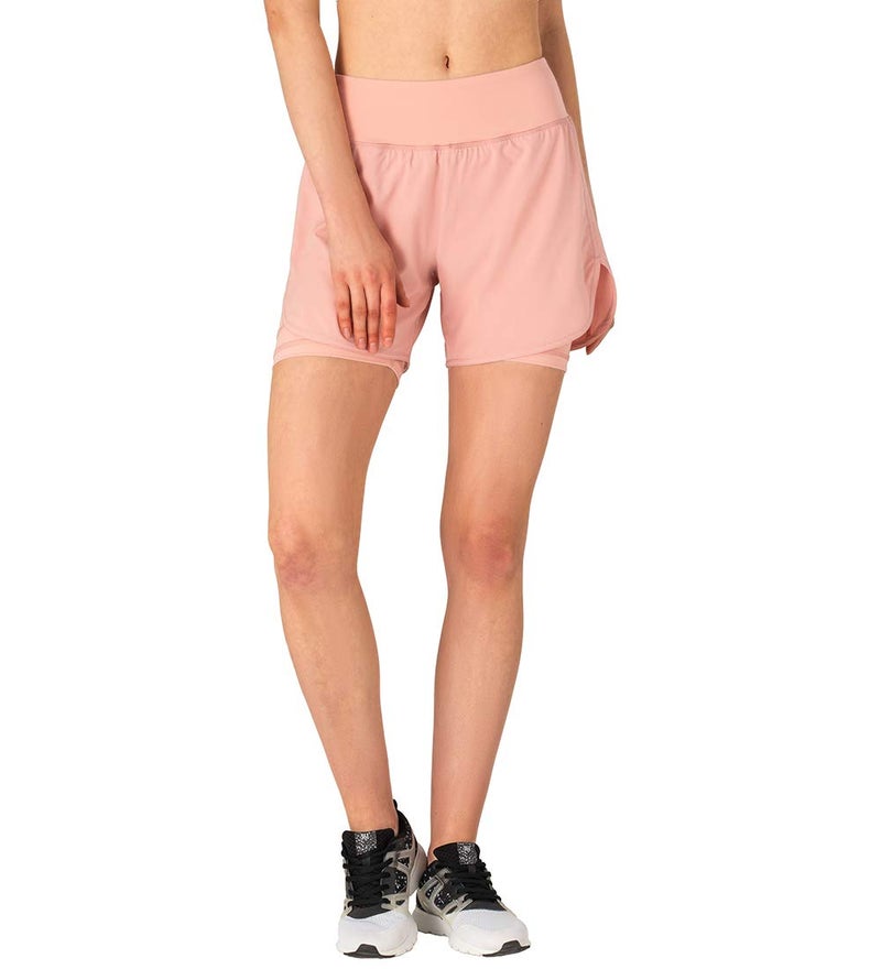 Gopune Women's 2 in 1 Running Shorts Workout Athletic Gym Yoga Shorts for Women with Phone Pockets Pink,XS - Image 2