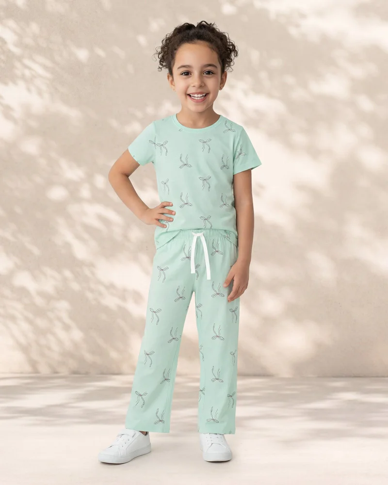 ردتاغ Girls Mint Printed Two-Piece Set