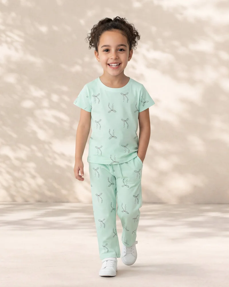 ردتاغ Girls Mint Printed Two-Piece Set