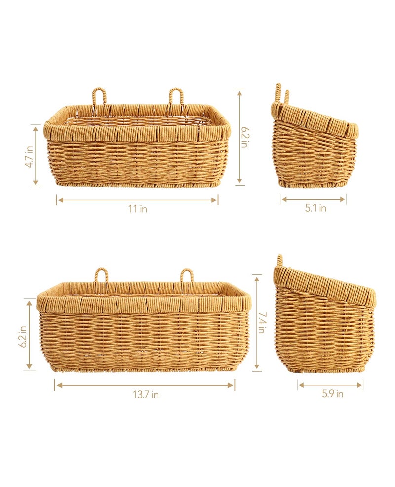 AceList Wall Hanging Basket, Boho Style Hand-Woven Hanging Storage Baskets - Set of 2, Ideal for Boho Room Decor, Kitchen, Garden, and Living Room - Image 3
