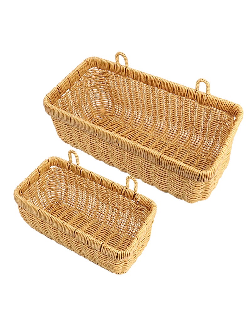AceList Wall Hanging Basket, Boho Style Hand-Woven Hanging Storage Baskets - Set of 2, Ideal for Boho Room Decor, Kitchen, Garden, and Living Room - Image 1