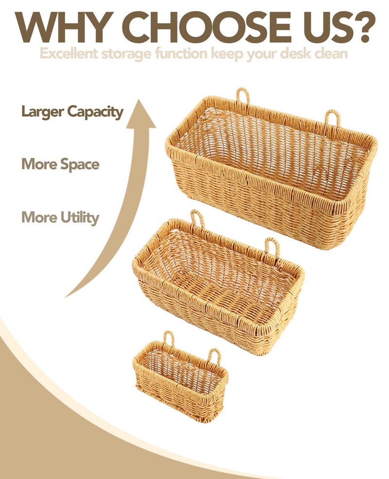AceList Wall Hanging Basket, Boho Style Hand-Woven Hanging Storage Baskets - Set of 2, Ideal for Boho Room Decor, Kitchen, Garden, and Living Room - Image 2