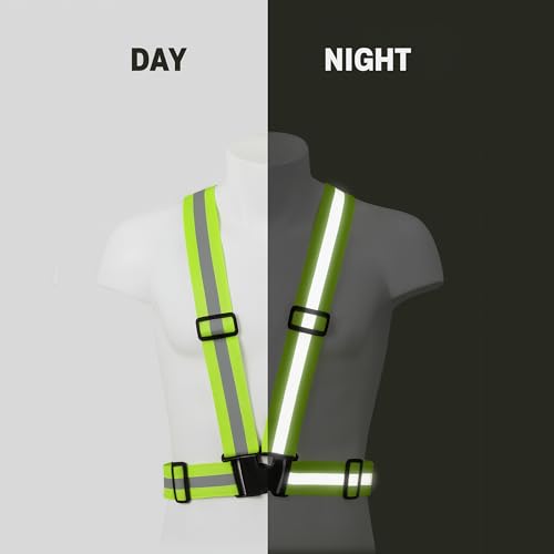 uniformer High-Visibility Reflective Safety Belt | Adjustable Cross Belt Straps | Night Cycling Reflector | Safety Gear for Construction, Warehouse & Outdoor Work (Green_Pack of 1) - Image 4