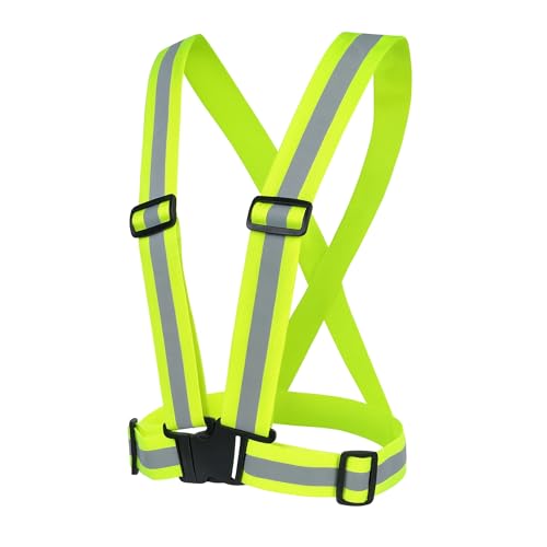 uniformer High-Visibility Reflective Safety Belt | Adjustable Cross Belt Straps | Night Cycling Reflector | Safety Gear for Construction, Warehouse & Outdoor Work (Green_Pack of 1) - Image 2
