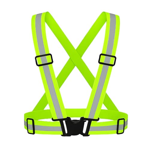 uniformer High-Visibility Reflective Safety Belt | Adjustable Cross Belt Straps | Night Cycling Reflector | Safety Gear for Construction, Warehouse & Outdoor Work (Green_Pack of 1) - Image 1