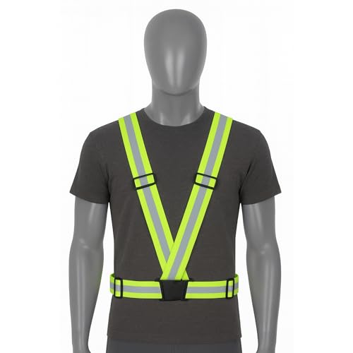 uniformer High-Visibility Reflective Safety Belt | Adjustable Cross Belt Straps | Night Cycling Reflector | Safety Gear for Construction, Warehouse & Outdoor Work (Green_Pack of 1) - Image 5