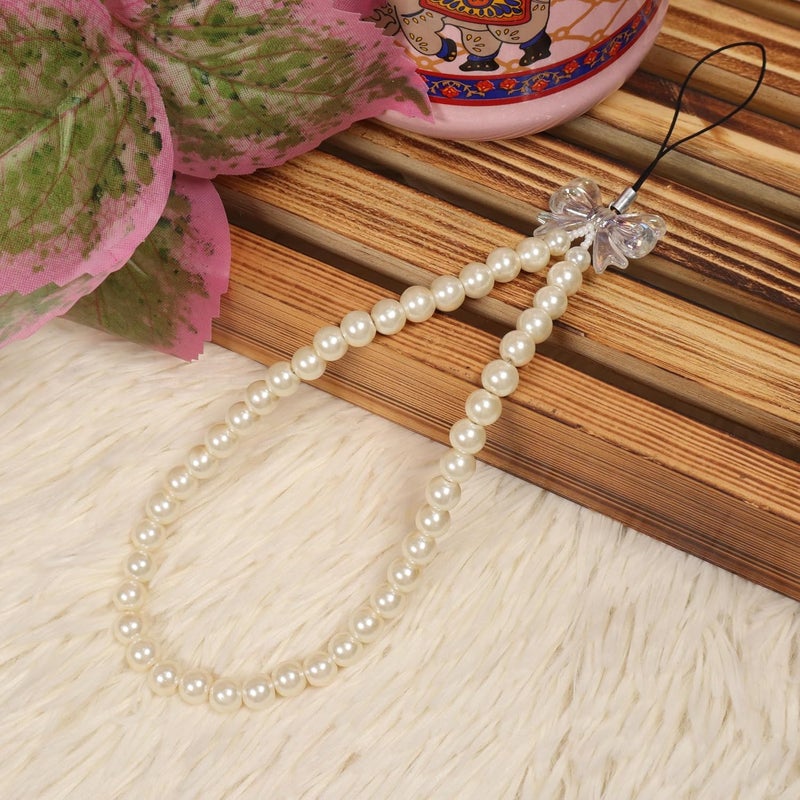 Threads & Beads phone charm with ovel cut beads and single butterfly, stylish mobile charm - Image 2