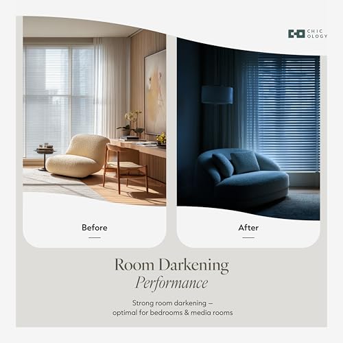CHICOLOGY Cordless Mini Blinds 1 Inch Vinyl Window Blinds Room Darkening Privacy Easy Install with Adhesive Brackets Child Safe for Windows Doors Campers Midnight White12 W x 36 H - Image 3