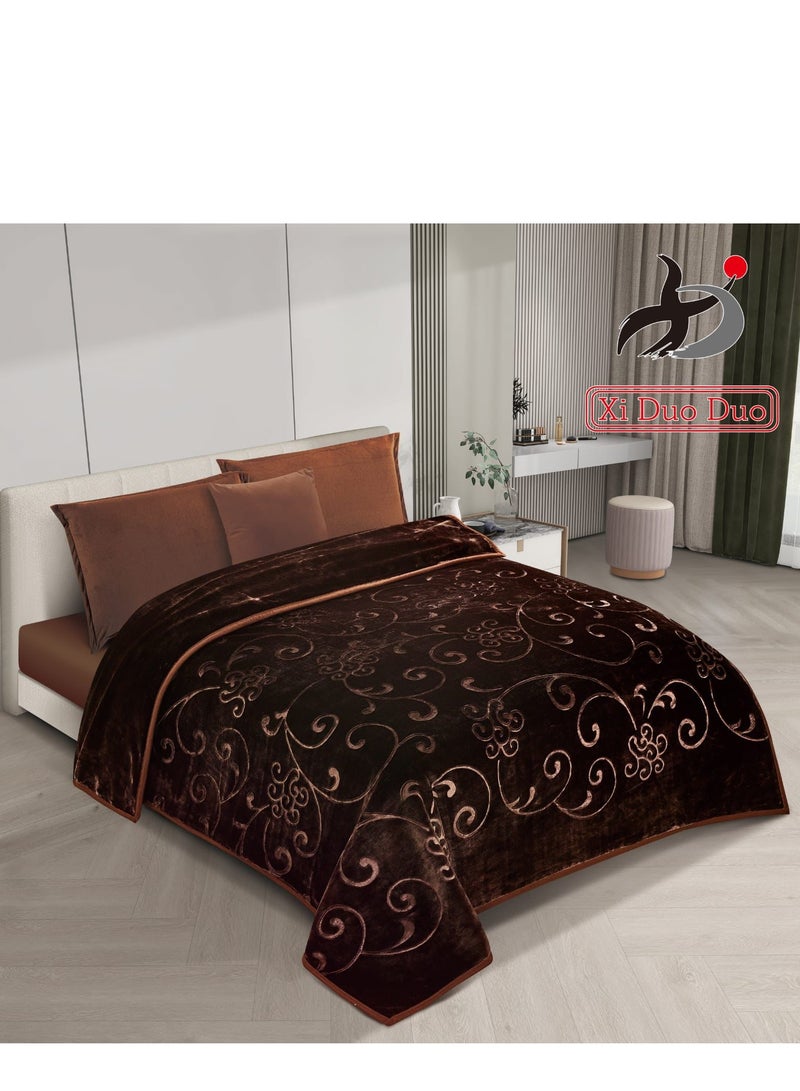 Xi Duo Duo Single winter blanket, plain embossed design, ultra-soft texture, measuring 160 x 220 cm