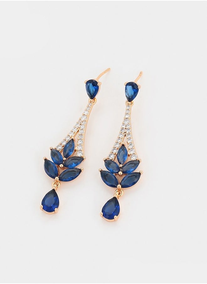 Elegant Gold Plated Earrings - Studded with Zirconia Stones (White - Navy Blue) - pzsku/Z37394C27F97DE85298A4Z/45/_/1727027461/65464486-80c4-4a10-bd34-6743d7ec5d03