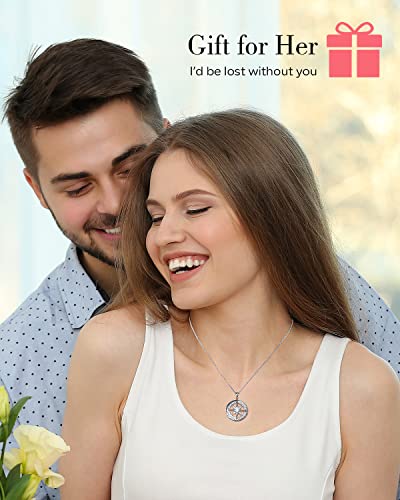 Gifon S925 Necklace Gift for Wife |Compass Jewelry |Women Anniversary |Sterling Silver |Girlfriend Birthday Gifts for Her Valentines |I'd be Lost without You|Jewel 18K White Gold - Image 2