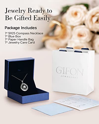 Gifon S925 Necklace Gift for Wife |Compass Jewelry |Women Anniversary |Sterling Silver |Girlfriend Birthday Gifts for Her Valentines |I'd be Lost without You|Jewel 18K White Gold - Image 5