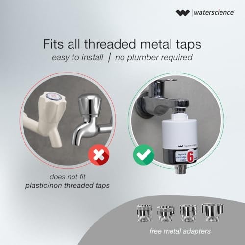 WaterScience Tap and Shower Filter For Hard Water | Water Softener For Bathroom | with Set of Metal Adaptors - Image 4