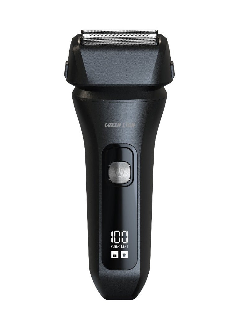 GREEN LION Ultra Glide Pro Men’s Shaver/ Wet & Dry Use/Stainless Steel Electric Grooming Device/ Rechargeable Shaver/Portable Shaver / Electric Razor with Digital Display - Black - Image 1