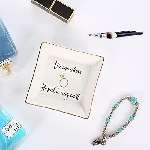 JOYIMARR Engagement Gifts for Women Ring Dish Tray - Bride to Be Newly Engaged Gifts-The One Where He Put A Ring On It - Funny Wedding Gift - Image 5