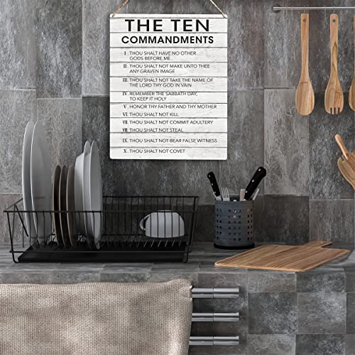 YCYD Inspirational Wall Art The Ten Commandments Wall Art Christian Bible Verse Wall Art Religious Home Wall Decor 10x8 Inches Rustic Christian Wooden Hanging Sign for Living Room Bedroom Office - Image 4