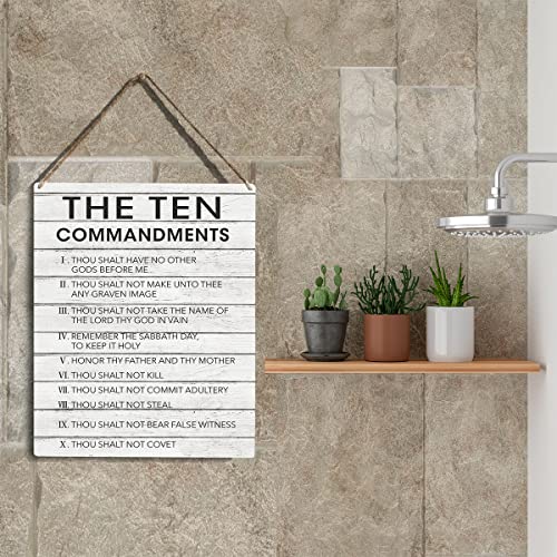 YCYD Inspirational Wall Art The Ten Commandments Wall Art Christian Bible Verse Wall Art Religious Home Wall Decor 10x8 Inches Rustic Christian Wooden Hanging Sign for Living Room Bedroom Office - Image 5