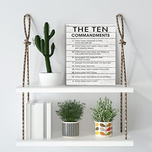 YCYD Inspirational Wall Art The Ten Commandments Wall Art Christian Bible Verse Wall Art Religious Home Wall Decor 10x8 Inches Rustic Christian Wooden Hanging Sign for Living Room Bedroom Office - Image 3