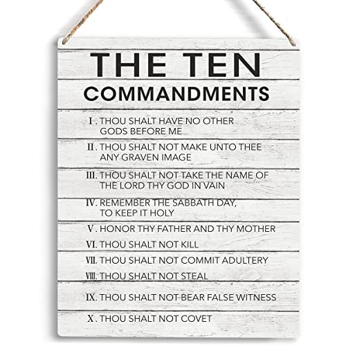 YCYD Inspirational Wall Art The Ten Commandments Wall Art Christian Bible Verse Wall Art Religious Home Wall Decor 10x8 Inches Rustic Christian Wooden Hanging Sign for Living Room Bedroom Office - Image 1