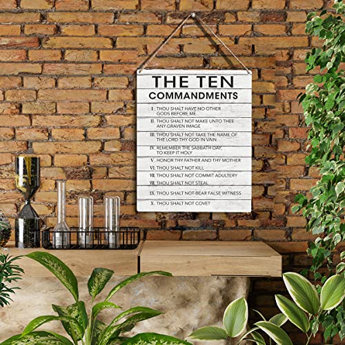 YCYD Inspirational Wall Art The Ten Commandments Wall Art Christian Bible Verse Wall Art Religious Home Wall Decor 10x8 Inches Rustic Christian Wooden Hanging Sign for Living Room Bedroom Office - Image 2