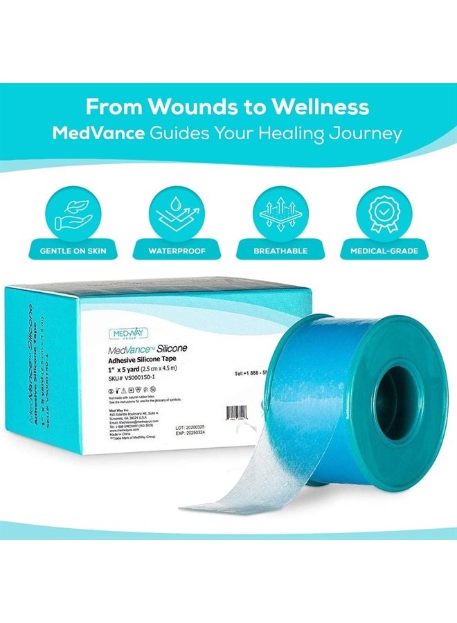 MedVance Soft Silicone Tape with Perforation for Easy Cut Size - 1" Width (1 Pack, 5 Yards) - Image 2