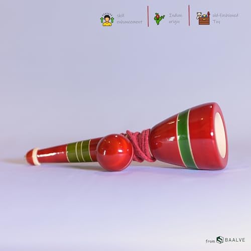 BAALVE™ Premium Cup and Ball Game | Channapatna Wooden Traditional Toy | Skills Development Game | Fun & Learning | Balancing Games | Portable & Durable | Kids & Adults Ages 5+. - Image 2