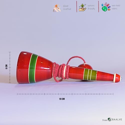 BAALVE™ Premium Cup and Ball Game | Channapatna Wooden Traditional Toy | Skills Development Game | Fun & Learning | Balancing Games | Portable & Durable | Kids & Adults Ages 5+. - Image 3
