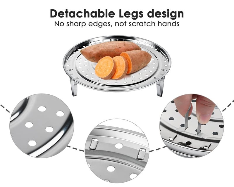 VALAJOGI 2 Pcs Round Steaming Rack Stainless Steel Steamer Tray Food Steamer Rack Kitchen Cooking Pot Tray Detachable VShaped Stand Expandable Plate SmallCOMBO - Image 5
