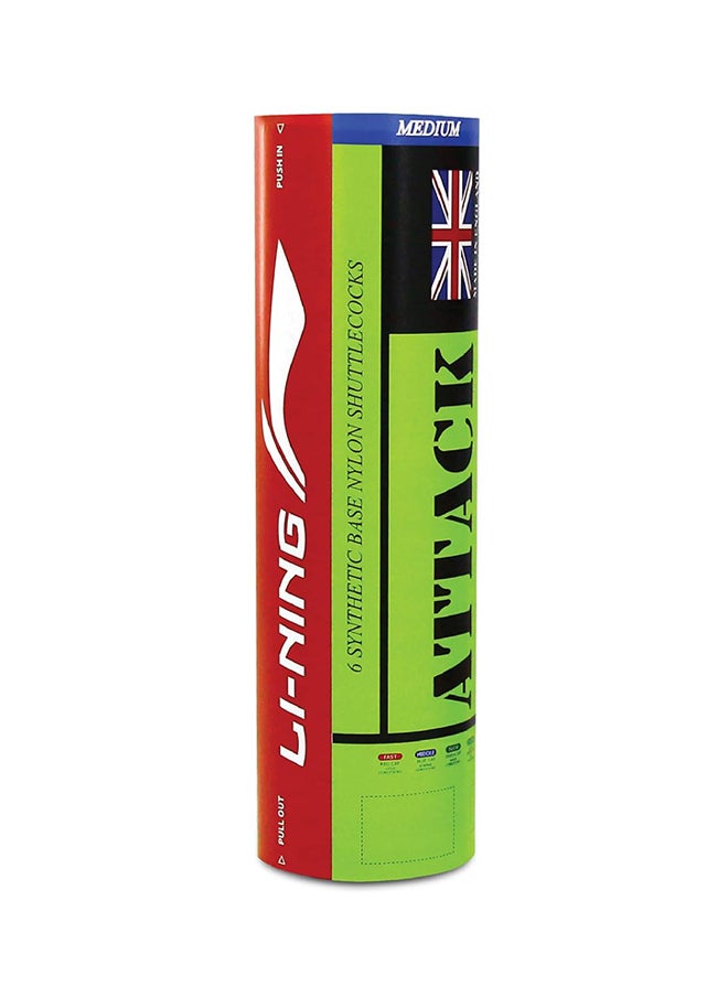Li-Ning - Li-Ning Attack Nylon Badminton Shuttlecocks (Yellow, Slow Speed) | Synthetic Cork, Extreme Durability, Ideal for Warm Training | 6 Pieces, High-Performance - Image 1