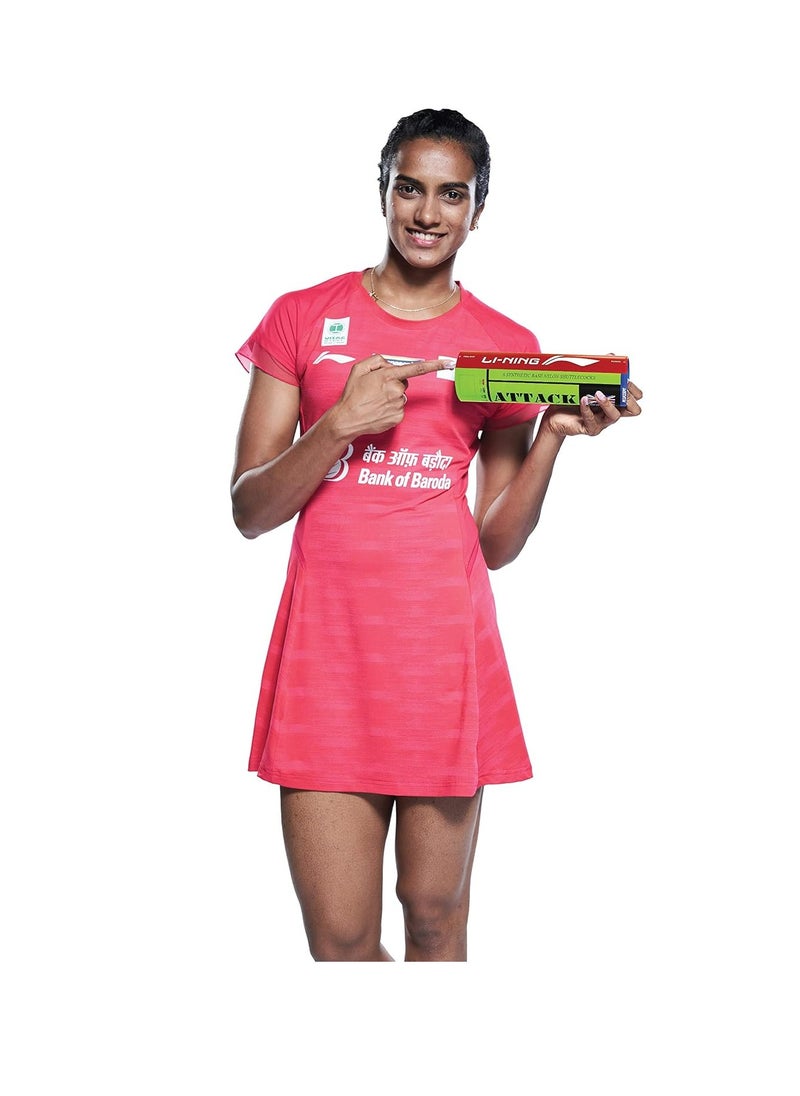 Li-Ning - Li-Ning Attack Nylon Badminton Shuttlecocks (Yellow, Slow Speed) | Synthetic Cork, Extreme Durability, Ideal for Warm Training | 6 Pieces, High-Performance - Image 1