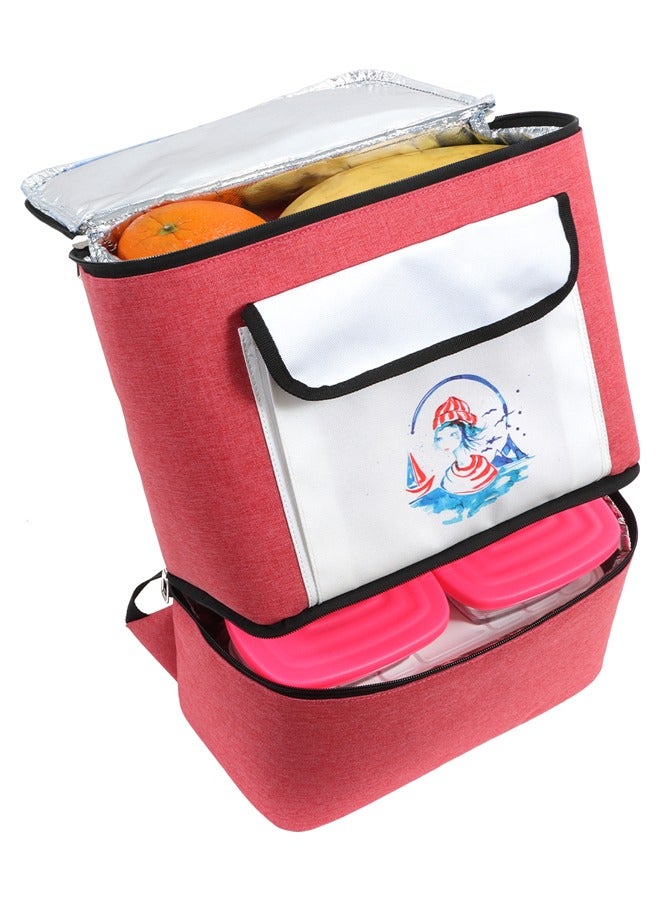 Anemoss Insulated Backpack with 2 Compartments 17L, Soft Cooler Lunch Box Bag, Waterproof Double Deck Insulated Lunch Bag, Carrying Hot and Cold Food Drinks, Ideal for Office, School, Picnic, Camping, Made in Turkey  - Image 1