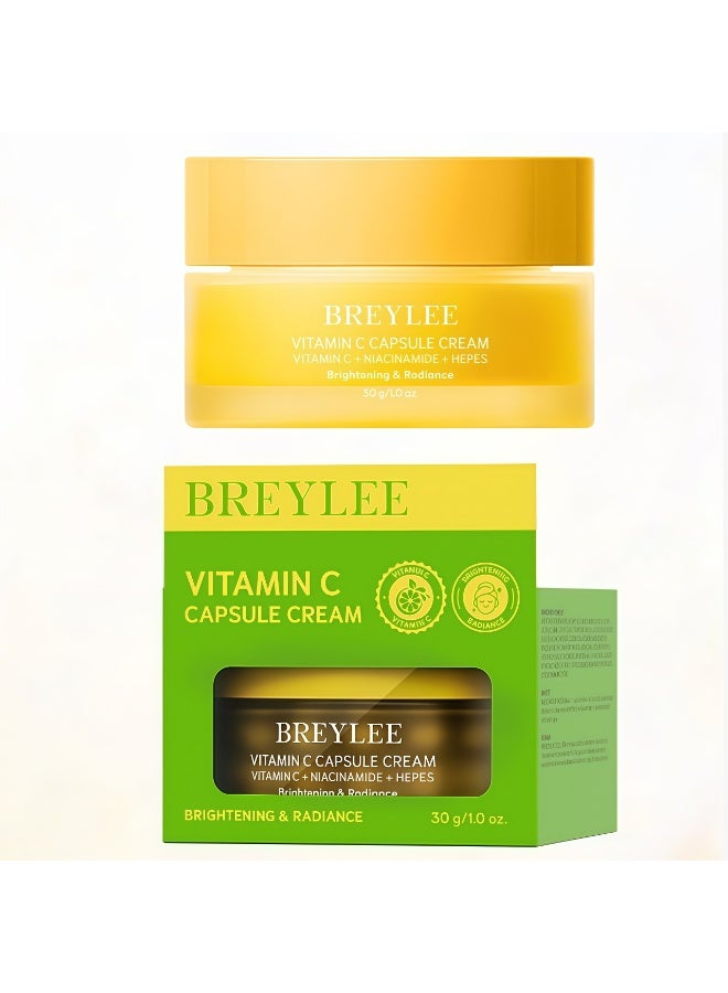 Breylee Vitamin C Capsule Cream 30g - 20% Vitamin C + Niacinamide Brightening Face Cream, Anti-Oxidant, Reduce Dark Spots & Melanin, Hydrate & Radiant Skin for All Skin Types - Image 1