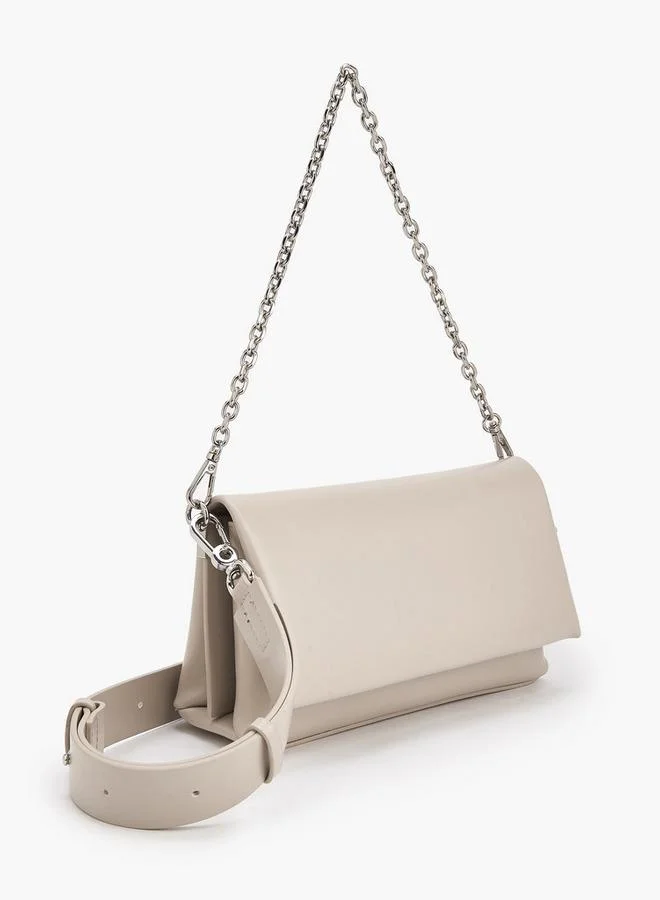 سيليست Textured Shoulder Bag With Chain Strap